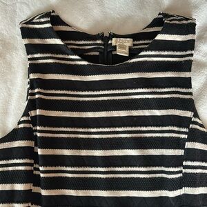 J Crew Black and cream Striped Dress with Pockets